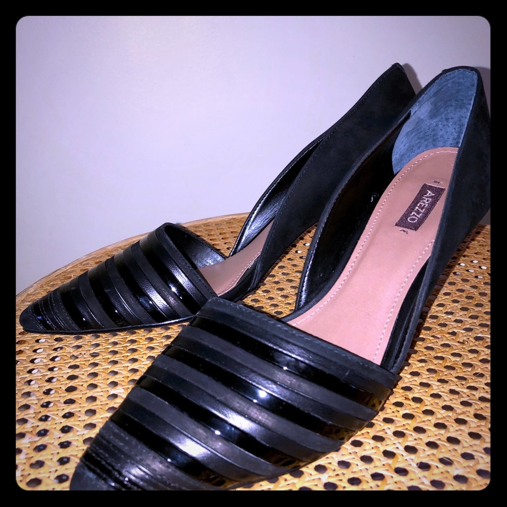 Arezzo black suede patent leather heels sh…